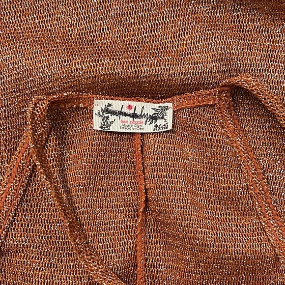 Free People Mesh Sheer Sparkle Metallic Bronze Slip Midi Dress NWOT - Picture 9 of 11